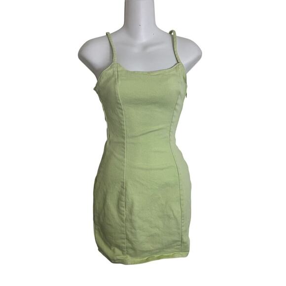 H&M Lime Light Green Mini Dress, Size XS NWT - Picture 1 of 10